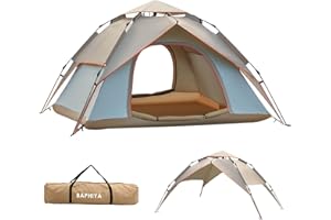 BAPHIYA Camping Tent, Pop Up Tent, 2-in-1 Double Layer Instant Tent with Removable Inner& Rainfly, Waterproof Windproof Portable Family Dome Tent, 3 Man 4 Seasons Camping Gear with 2 Mesh Doors