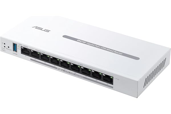 ASUS ExpertWiFi EBG19P, Routeur Filaire Gigabit PoE+ VPN, 8 Ports PoE+, 123W, Jusqu'à 3 Ports WAN ethernet + 1 USB WAN, Idéal pour Les AP, Sécurité réseau de qualité Commerciale