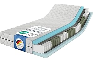‎MSS E.K. MSS e.K. MedicSpring 2-in-1 Taschenfederkern 90x200 | 2 Härtegrade in Einer Matratze H4 / H5 Federkernmatratze | Ergonomisch Designed und produziert in Deutschland 7 Zonen Oeko-TEX Zertifiziert