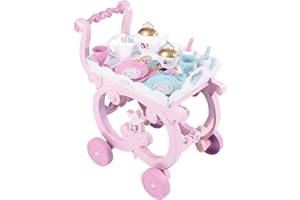 Smoby - Disney Princess carrello del tè, 7600312502, +3 anni, vassoio removibile, 17 accessori