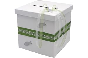 ZAUBERDEKO Briefbox Kommunion Konfirmation Grün Taupe Mauve Kartenbox Tischdeko, Farbe:Grün