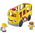 Fisher-Price Little People Sit with Me School Bus - Multilanguage Edition, push-along toy vehicle with music for toddlers and preschool kids ages 1-5 years, HJN36