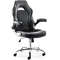 JHK Gaming Ergonomic Office Flip-up Armrest and Height Adjustable Desk Splicing PU Leather Computer Chair with Lumbar Support