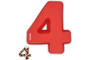 MARUKO Kuchenform Zahlen Silikon Backform Zahlen Groß 3D Number Cake Backform Anzahl 4 DIY Kindergeburtstag Hochzeit Jubiläum Geburtstagstorte Zahlenbackform