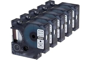 ‎OOZMAS 5x Oozmas Kompatibel mit Dymo Etikettenband D1 9mm x 7m Weiß Beschriftungsband als Ersatz für Dymo 40913 s0720680, Kompatibel mit LabelManager 160 210D 260P 280 360D 420P Beschriftungsgerät