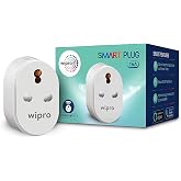 Wipro 16A Wi-Fi Smart Plug with Energy Monitoring- Suitable for Large Appliances like Geysers, Microwave Ovens, Air Condition