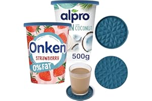 Wingcases - Yoghurt Pot Lids ONLY Fit 9.5cm Diameter Pots(2 Sets, Dark Blue) Reusable Silicone Large Tops, Reversible to Coaster, for 9.5cm Yogurt, Cream Pots