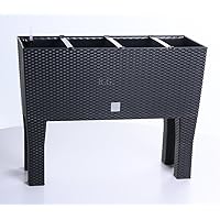 Blumentopf Blumenkasten mit Füßen Blumenkübel Rattan Bewässerung 4 Farben 2 Größen (600 anthrazit)