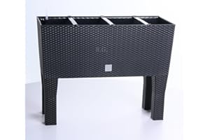 UNKNOWN AKRG KRYSGO Rg-Vertrieb Flower Pot/Flower Box with Feet, Rattan Flower Pots, Watering System, 4 Colours, 2 Sizes 600 anthrazit