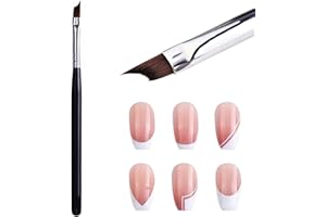 HONEY JOY Oblique Head French Tip Nail Brush Black Handle UV Gel Acrylic Painting Drawing Pen Pack of 1, HJ-NB078