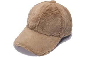 ILUFAM Women Faux Fur Baseball Cap Adjustable Plush Winter Warm Sport Casual Cap Visor Hat