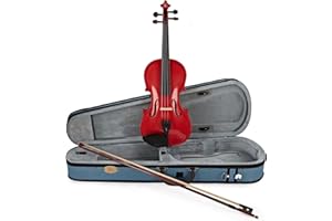 Stentor Harlequin Violin Outfit 4/4 Size, Violin for Intermediates with P&H Fibreglass Bow, Lightweight Case, Colourful String Instrument 1401ARD, Cherry Red
