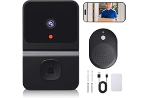 LEKEFETO Videocitofono campanello con telecamera senza cavo, Wi-Fi video campanello con fotocamera, 2.4GWifi video campanello per porta vista notturna/2 vie audio/supporta SD e memoria cloud con campana