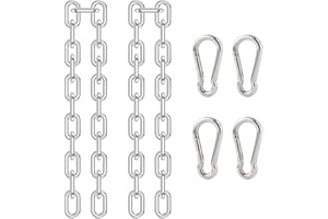 DesertBoy Verlängerungskette für Hängesessel 2 Stück Edelstahlkette Boxsack Halterung 60cm Gliederkette Rundstahlkette Verlängerungskette Hängesessel Boxsack Kette mit 4 Stück M6 Karabinerhaken