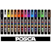 POSCA Uni-Ball Marker Uni PC-5M Tempera 15 Assorted Colours Professional Set.