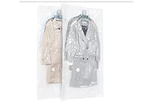 QH7 Vakuumbeutel zum Aufhängen, platzsparend, 2 Stück, für Kleidung, Anzüge, Kleider, Mäntel oder Jacken, transparenter und wiederverwendbarer Schrank-Organizer…