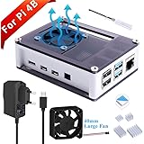 GeeekPi Raspberry Pi 4 Custodia con Ventola, dissipatore di Calore Raspberry Pi, Alimentatore Raspberry Pi 5V 3A…