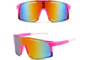 MUSELK Gafas de sol deportivas para hombre y mujer, gafas de sol polarizadas para actividades al aire libre, MTB, carreras, ciclismo, ciclismo, esquí, gafas de sol con UV400, Colores alegres