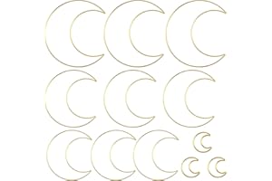WakiHong 12 Stück Metall Mond Hoops Traumfänger Ringe Gold für Makramee, Wanddeko und DIY Handwerk Basteln
