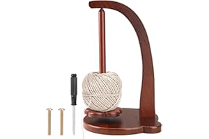 GOSKNOR Yarn Holder for Crocheting, Magnetic Pendulum Crochet Spinning Yarn Ball Holder Wooden Yarn Spool Rack Bear Shape Disk Yarn Spinner DIY Crafts Gift Accessories for Knitting Lovers (Retro Color)