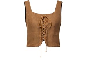 CAMDOM Womens Renaissance Lace-up Vest Steampunk Gothic Waistcoat Cosplay Costume