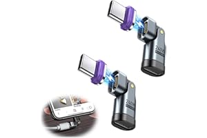 Bloomique 2 PCS 240W USB C Magnetic Adapter, 16-Pin Flat 90 Degree Type C Adapters Extender 48V/5A 180° Rotatable Type C Magnetic Adapter Supports Quick Charge and Data Transfer for Laptop Tablet