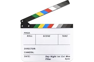ZYFC Film Clapper Board, Clapperboard White 30 x 24.5cm, Director's Film Clap, Professional Cinema Clap, Acrylic Clapperboard, Stage Flap for Films, TV Series, Commercials, Studio