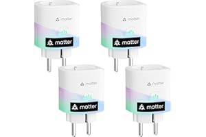 meross Matter WLAN Steckdose mit Stromverbrauch, 16A Smart Steckdose mit Stromzähler für Balkonkraftwerk, funktioniert mit Apple Home, Alexa und Google Home, Sprachsteuerung, Fernzugriff, 4er