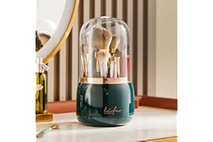 Haoh Make Up Pinselhalter 360 Rotatierbar Wasserdicht Kosmetik-Organizer Mit Staubdichtem Deckel für Waschtisch Badezimmer Schreibtisch Arbeitsplatte