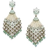 Zaveri Pearls Antique Gold Tone Embellished With Pearls & Meenakaari Dangle Earring For Women: 