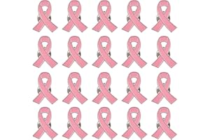WANDIC 20 Octobre Rose Broches Ruban Rose Badge Épingles Pins de Sensibilisation Au Cancer du Sein en Métal et Émail Coloré, pour Les Activités de Soutien Aux Soins des Femmes