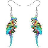 NEWEI Cute Macaw Papagei Vogel Ohrringe für Damen Mädchen Damen Acryl Tiere Schmuck Geschenke Charms
