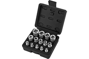 CPROSP Coffret Douille Torx Femelle 1/4" 3/8" 1/2", Douille de Profilés E Torx E4, E5, E6, E7, E8, E10, E11, E12, E14, E16, E18, E20, E22, E24 avec Boîte Noir