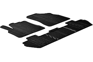 Gledring Set tapis de caoutchouc compatible avec Citroen Berlingo / Peugeot Partner 2008-2018 (T profil 5-pièces + clips de montage), Noir