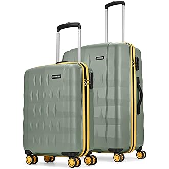 Aristocrat Comet Set of 2 Trolley Bag 56, 66cm | Small+Medium| Hard Luggage| Smooth 8-Wheel Suitcase| Combination Lock With Sturdy Zipper| Full Fabric