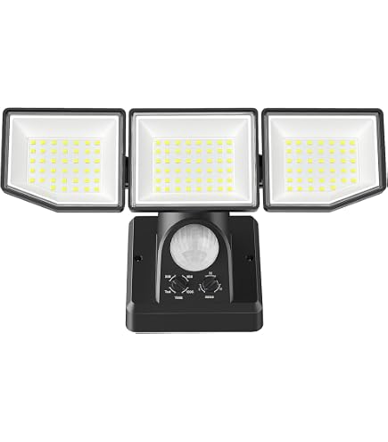 Projecteur LED Extérieur 42W 3600LM Avec Détecteur Mouvement - 3 Têtes Orientables + Télécommande - IP66