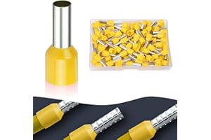 Flintronic Cosses Electriques a Sertir, 100 PCS Connecteur Electriques Isolées 6mm², Connecteurs de Bornes à Fil, Cosses et Kits Bornes et kits pour Automobiles Électriciens (Jaune)