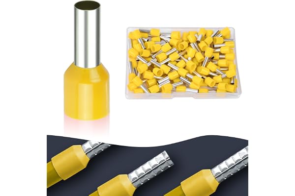 Flintronic Cosses Electriques a Sertir, 100 PCS Connecteur Electriques Isolées 6mm², Connecteurs de Bornes à Fil, Cosses et Kits Bornes et kits pour Automobiles Électriciens (Jaune)