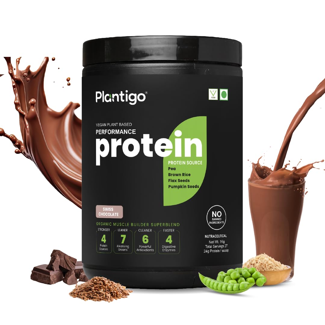 Plantigo Clean Plant Protein Powder | No Preservatives, No Banned Substances |Super Protein Blend- Pea, Brown Rice, Flax & Pu
