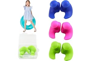 ALLWYOU [3 Pairs] New Swimming Ear Plugs,Crisp Hearing Waterproof Reusable Ear Plugs Design for Swimming Trainning,Showering,Pool and Other Water Sports,Suitable for 6+ Kids and Adult(Blue/Pink/Green)