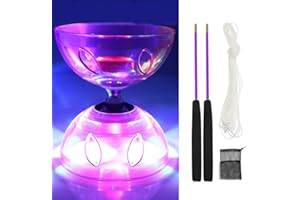 Lotvic Diabolo - Juego de Malabares para Deportes de Ocio con luz, Corredor al Aire Libre con rodamiento de Bolas, Juego de Malabares con Palos de Aluminio y Cuerda de Repuesto (Morado)