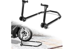 Ansobea Support de moto avant, support de moto, support de montage pour moto jusqu'à 300 kg, élévateur de moto avant en acier, support de moto avec double rouleaux, support de moto haute stabilité