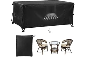 CLUHERTVY Housse pour meubles de terrasse, Tissu Oxford 420D, imperméable, résistante aux intempéries, à la déchirure, aux UV, à la lumière, avec fermeture Velcro réglable (200 x 160 x 74 cm)