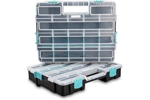 Navaris Contenitore Portaminuterie Organizzatore Minuteria XL - 2x Cassetta a Scomparti per attrezzi - Vaschetta Organizer Arnesi Piccoli Oggetti - Doppia