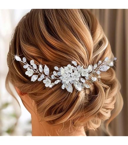 Peigne Cheveux Mariée Strass Argent - Accessoire Cheveux Cristal Pour Mariage, Fête - Cadeau Femme élégant
