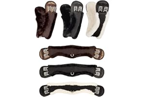 ‎EQUINATE Equinate Mondgurt anatomisch mit synthetischem Lammfell Kurzgurt Sattelgurt Dressurgurt Länge: 50 60 70 80 cm braun schwarz Natur