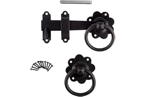 Keypak 152mm (6 inch) Black Smooth Ring Gate Garden Latch, Durable Finish, Double Sided Installation on Wooden Gates & Garden Sheds, Includes Matching Fixing Screws for Easy Fitting