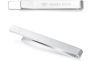 HONEY BEAR 1.57“/1.97"/2.12"/2.36" Clip Pasador de corbata -Talla normal Para Hombre Necktie Boda Negocio Regalo,4/5/5.4/6cm