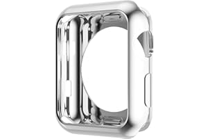 Leotop Etui kompatybilne z Apple Watch 45 mm, 41 mm, miękkie etui z termoplastycznego poliuretanu (TPU), smukła ochrona wyświetlacza, zderzak, osłona dookoła do iWatch Series 9, 8, 7 (41 mm, srebrne)