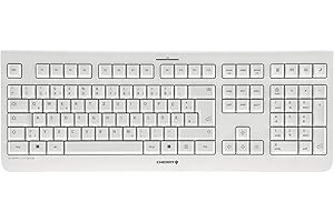 ‎CHERRY CHERRY KW 3000, Kabellose Tastatur mit Nummernblock, Deutsches Layout (QWERTZ), 2,4 GHz Funkverbindung, Geräuscharme Tasten, Flaches Design, Batteriebetrieben, Weiß-grau